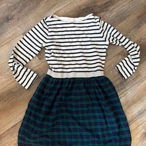 Crewcuts Navy Striped and Green Plaid Girls size 10 Dress